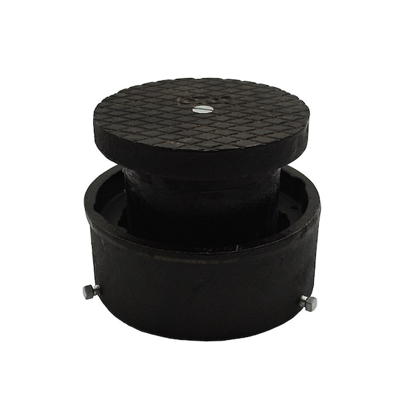 Jones Stephens 4in Adjustable-Plain End Cleanout, 6-3/16in Cast Iron Cover, Center Screw, Height 5-1/8in-6-1/8in C33044 - main
